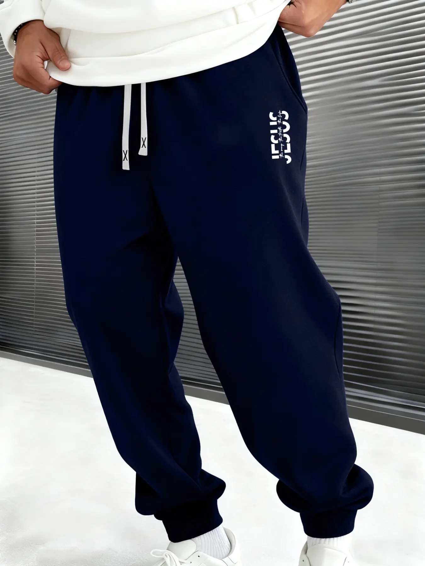 Men's Plus Size Casual Athletic Jogging Pants, Comfortable Polyester for Fall and Winter, Pattern Print with Drawstring Waist, Multiple Colors Available