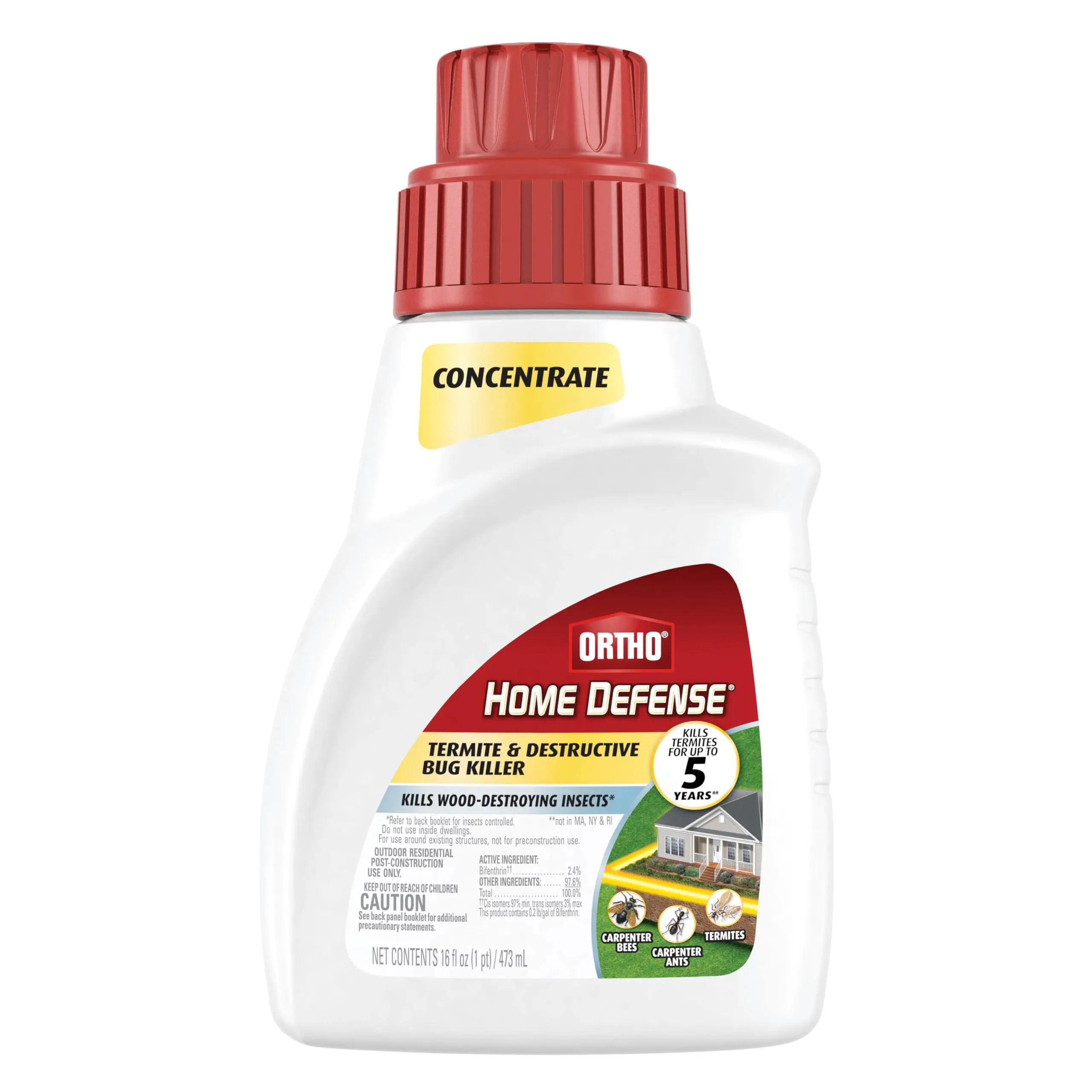 16 oz Termite & Wood-Destroying Insect Killer Concentrate, Outdoor Perimeter Treatment for Termites, Carpenter Ants & Carpenter Bees, Long-Lasting Protection