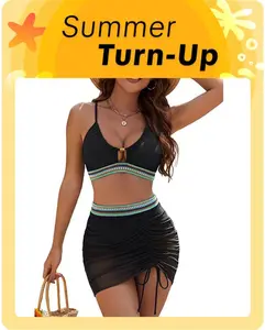 BMJL Mesh Color Block High Waisted Swimsuits Womens Tummy Control Bikini Sets   #SwimWeek #Summervibes
