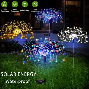 1Pc solar-powered lawn light with 120 LEDs, 8 Lighting modes, alloy wire construction, IP44 protection rating, suitable for outdoor courtyard holiday decorations, garden landscape lighting, Christmas decorations, Outdoor pathway lighting