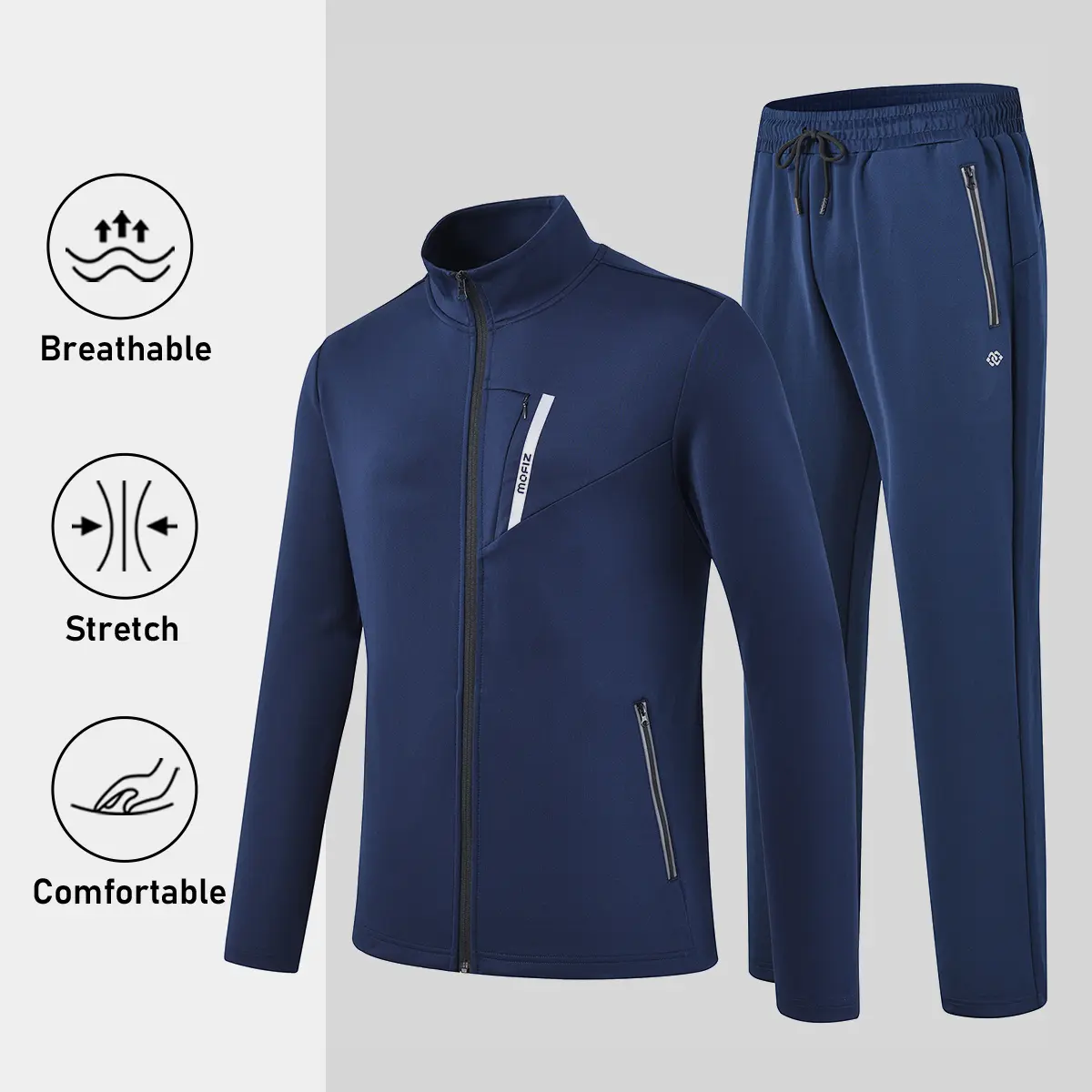 MoFiz Women's 2-Piece Solid Athletic Tracksuit - Full-Zip Long-Sleeve Jacket, Jogger Pants, Fall/Winter Casual Activewear for Outdoor/Home Fitness Sportswear Set, Athletic Tracksuits, Jogger Tracksuit