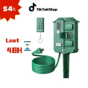 DEWENWILS Outdoor Power Stake Timer Waterproof, 100FT Wireless Remote Control, 6 Grounded Outlets, 6FT Cord, Photocell Dusk to Dawn for Outdoor Lights, outlet extender, remote switch, outdoor plug, Sprinklers, Retractable Hose Reel, Sensor Garden-HOYS16D1