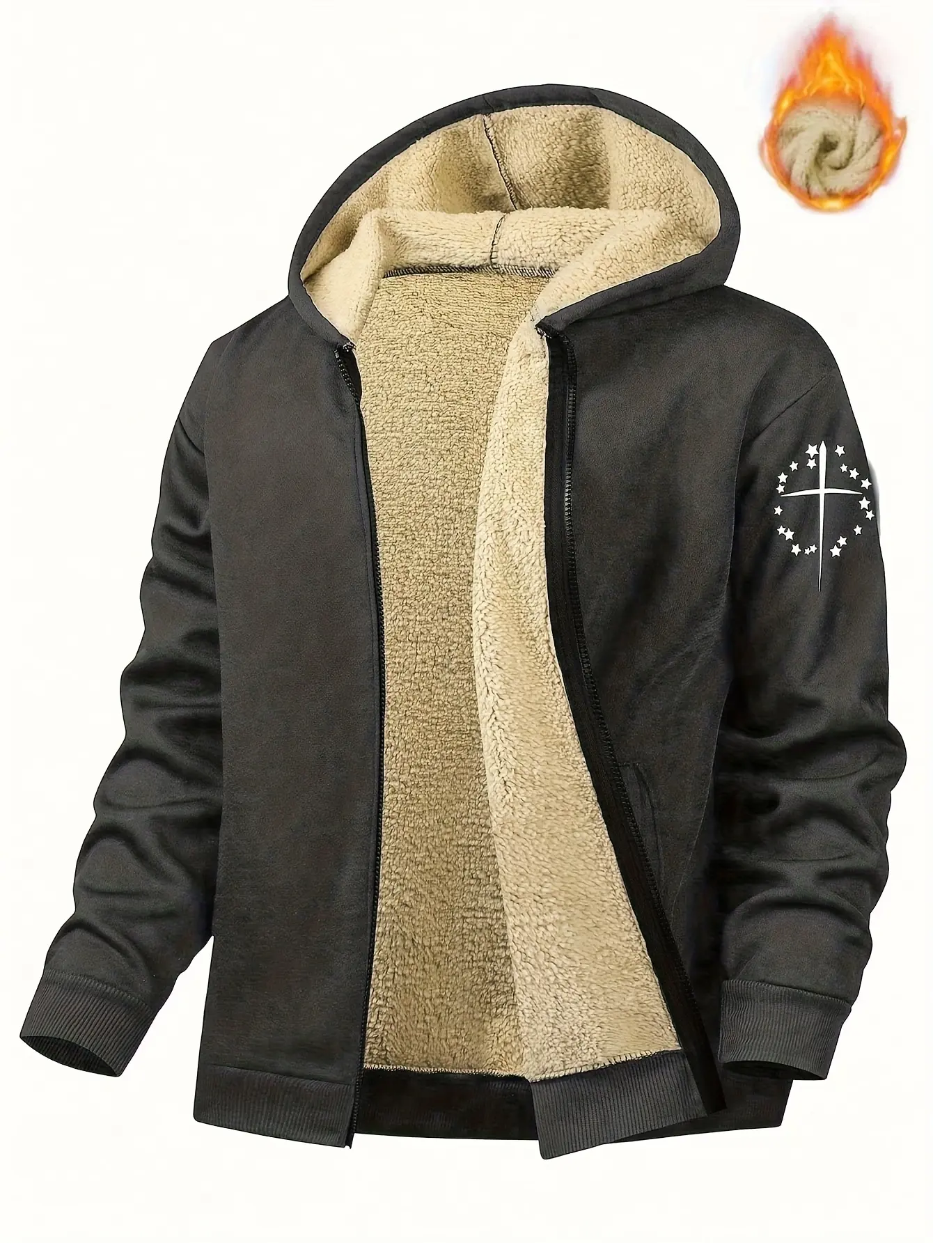Men's minimalist printed fleece jacket
