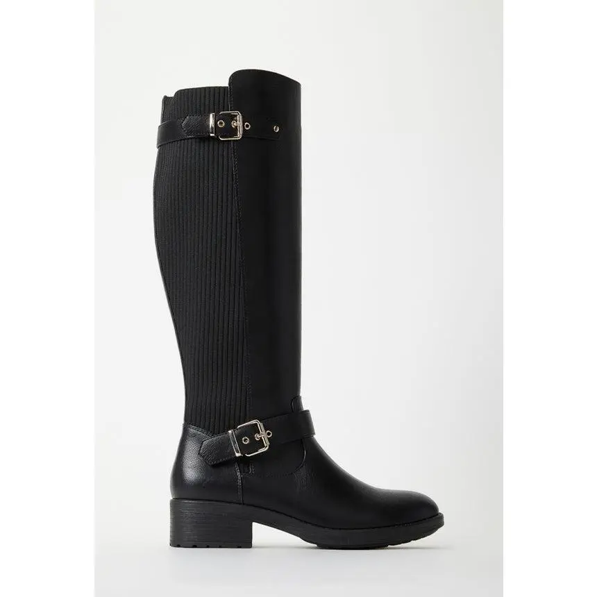 JUSTFAB Women's Knee-High Winter Leather Knit Boots, Soft Non-Slip TPR Sole Footwear for Women (Shoe)