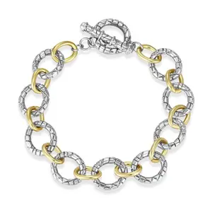 Aprliery Adjustable Dual-Tone Link Bracelet for Women - Twisted Rope Chain Layered Jewelry with Secure Clasp