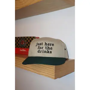 Embroidered just here for the drinks, Unisex, One Size Fits Most, Snapback Baseball Cap