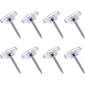 120 Count Clear Push Pins - Thumb Tacks for Wall Hangings, Cork Board, Plastic Flat Head Pins