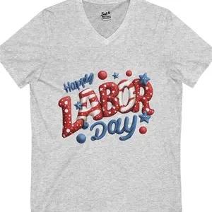 Labor Day Unisex V-Neck T-Shirt - Celebrate in Style, American Pride Shirt, Casual Holiday Top, Patriotic Apparel, Gift for BBQs