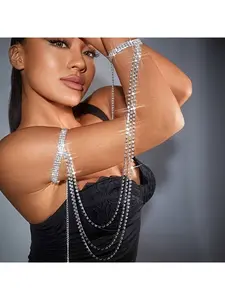 Trendy Multi-layer Fringe Bracelet for Women, Simple Rhinestone Nightclub Party Fashion Stackable Bracelets Arm Chain Accessories