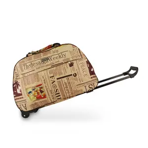 Retro newspaper printed suitcase with luggage rack, lightweight drag bar luggage, men's travel suitcase, large capacity travel bag