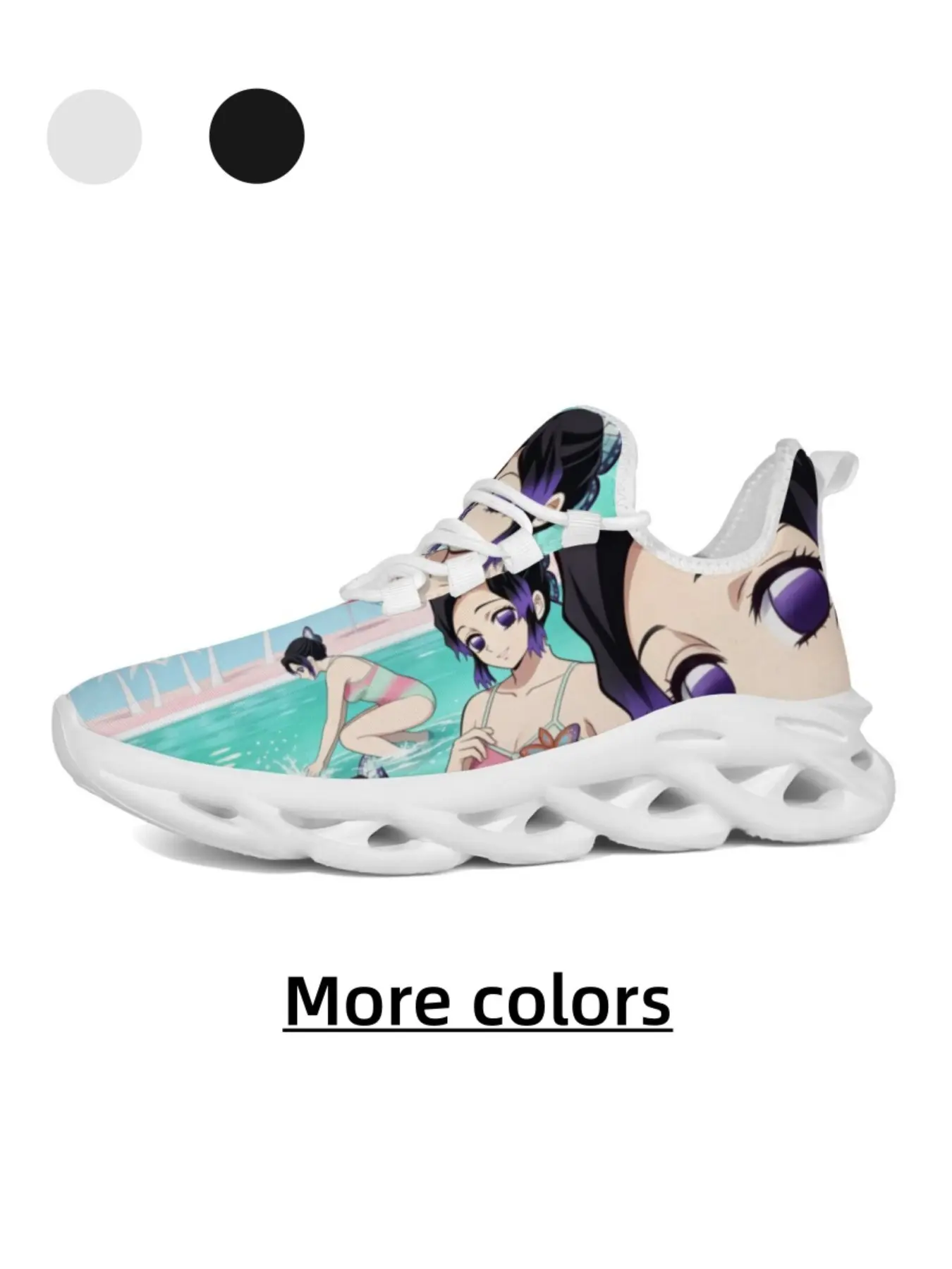 Unisex Anime Style All-Over Print Sneakers, Breathable Mesh, High Elastic Shock Absorption, Anti-Slip Eva Sole, Casual Outdoor Shoes