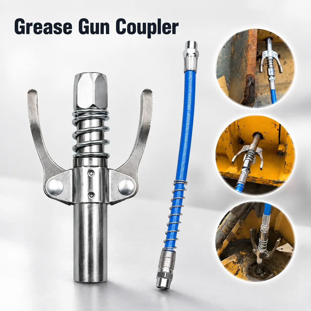 Dual Handle Grease Gun Coupler, Quick Lock Release Grease Gun Tip Fittings, Lube Nozzle Connector, Auto Car Vehicle Gadgets, Heavy Duty Automotive Lubrication Tool Accessories