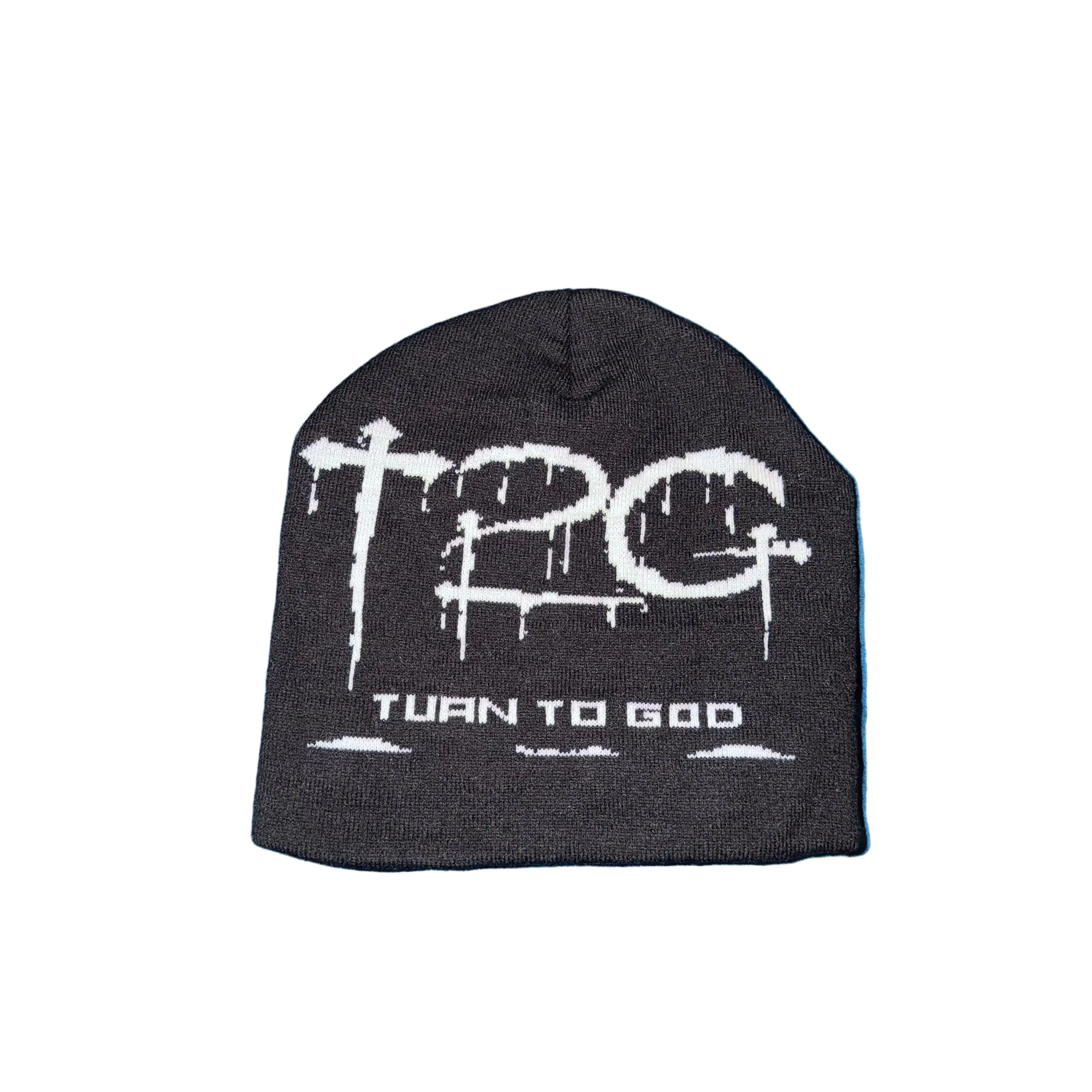 Y2K Black Beanie (Satin Linen)