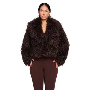 Cocoa Cloud Shaggy Coat Outerwear Elegant