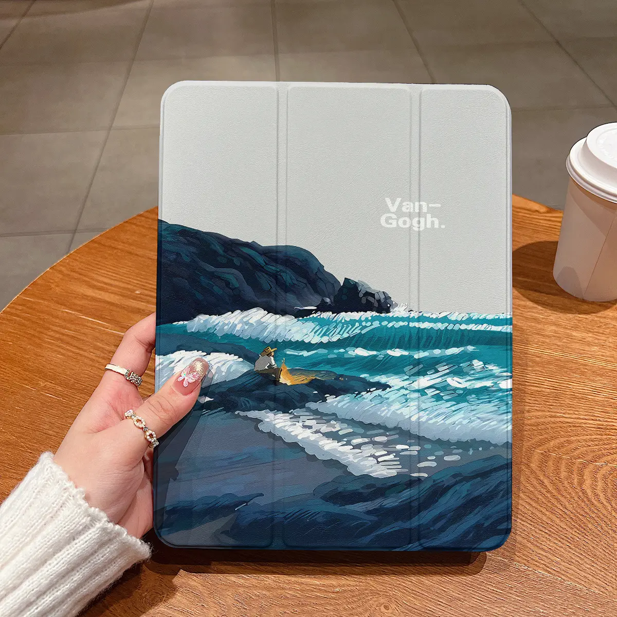 Van Gogh-Inspired Case for iPad with Adjustable Stand – Lightweight, Scratch-Resistant, Waterproof, Anti-Slip Design for iPad 5th/6th/7th/8th/9th/10th Gen, Air 1st/2nd/3rd/4th/5th/6th Gen, Mini 6th/7th Gen, M2/M4, Pro – Features Sleep/Wake Functionality,