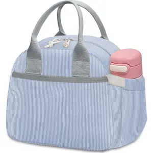 10L Insulated Corduroy Cooler Lunch Tote, Waterproof Oil-Resistant Work Food Bag with Dual Insulation, Multi-Pocket Design for Work, Picnics