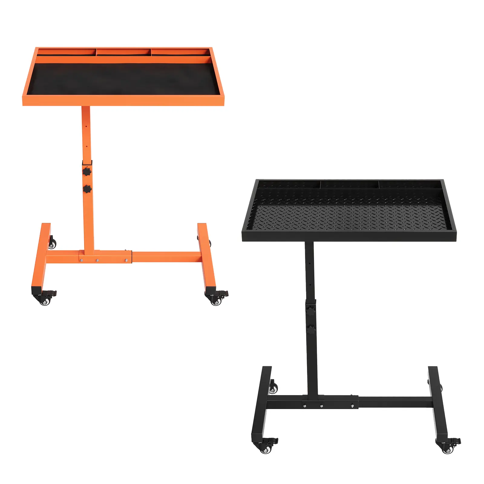 Garvee Upgraded-Rolling Work Table, 220 Lbs Capacity Adjustable Steel Workbench With Wheels And Tool Tray, 38"-45" Height Orange And Black Mobile Table For Garage, Repair Shop, Mechanic & DIY Use