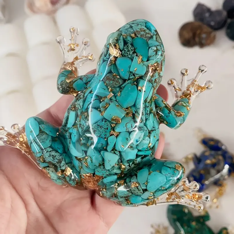 1PC Sparkling Crystal Resin Frog Ornament - Handcrafted Table Accent for Festive Home Decor, Heartwarming Christmas Gift, and Seasonal Office Showcase - Durable and Versatile for Winter, Thanksgiving, and New Year Celebrations Room Decoration