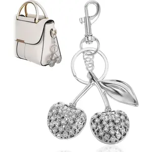 Cherry Keychain Bling Silver Bag Charm  Handbags, Sparkling Cherry Purse Charm  Women Backpack Wallet Gifts