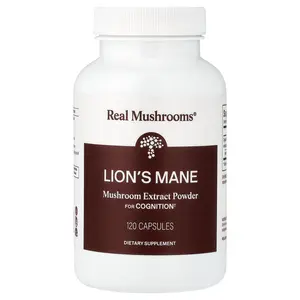 Real Mushrooms Lion's Mane, Mushroom Extract Powder, 120 Capsules