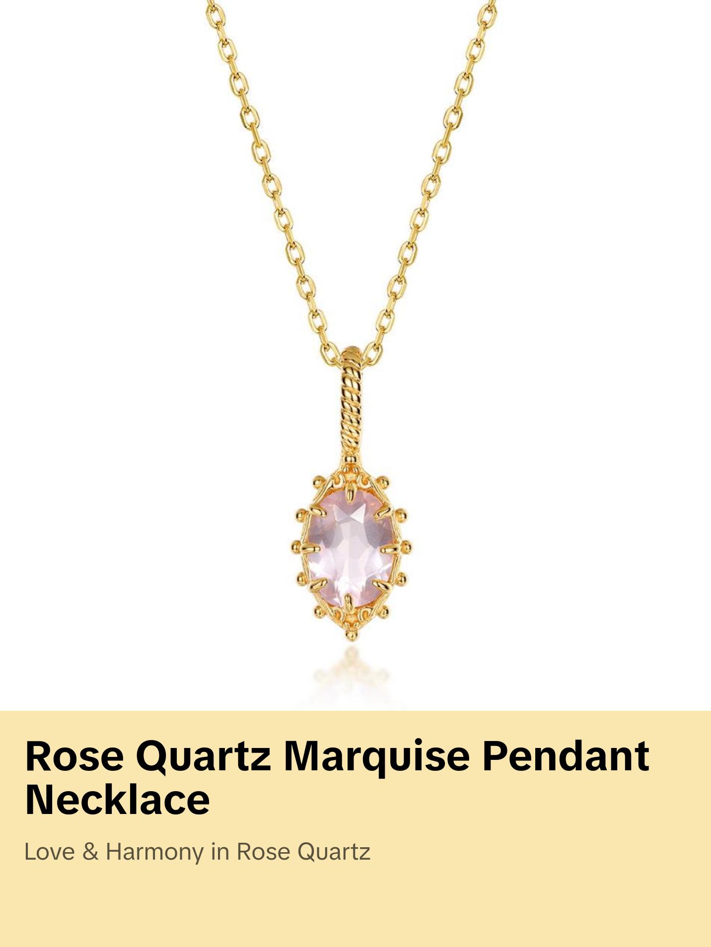 Rose Quartz Marquise Pendant Necklace