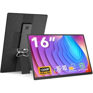 Portable , 16 Inch FHD 1200P, Horizontal/Vertical , Plug & Play, Built-in Speakers & Headphone Jack, Travel  for Laptop with   Cover