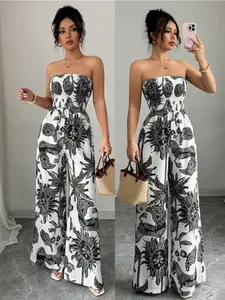 Printed Halter Top One-Piece Pants, Stylish and Comfortable Design, Perfect for Casual Wear, Ideal for Daily