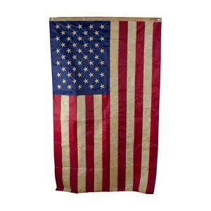 Northlight Tea-Stained Embroidered American Flag w/ Grommets