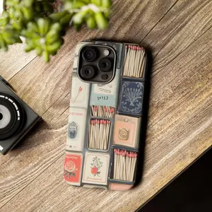 Vintage Matchbox Phone Case Brown Collage Style Old Design Cover For iPhone 17 16 15 14 13 12 11 Pro Max