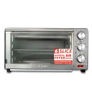 Gourmia Air Fryer Toaster Combo Countertop Oven with Air Fry, Bake, Broil, Toast & Bagel Functions, Adjustable Temperature & Timer, Fry Basket, Baking Pan, Oven Rack & Pullout Crumb Tray