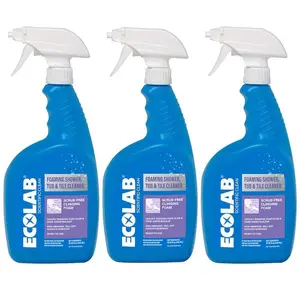 ECOLAB 32 oz. Foaming Shower, Tub and Tile No-Scrub All Purpose Cleaner,soap scum remover,bathroom cleaner,shower cleaner,tub cleaner,tile cleaner,glass shower safe,sink cleaner,vanity cleaner,septic-safe,acid foam spray,ready-to-use,no-scrub formula,safe