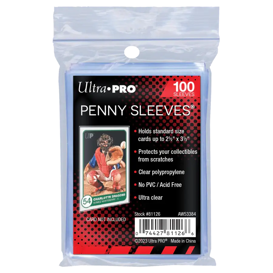 Ultra Pro: Standard 2.5 x 3.5" Soft Sleeves (Penny Sleeves) 81126 - 100 Count - Archival-grade, Acid-Free, Non-PVC, Clear Polypropylene - MULTIPLE QUANTITIES AVAILABLE