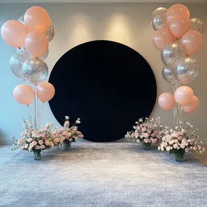 200cm / Round Background Support Cloth Set, Elastic Fabric Backrest Cover, Wedding Decor, Birthday Party, Festival Events, Photography Props, Photo Backdrops, Indoor Backdrops, Birthday Party Decorations, Party Decoration Supplies
