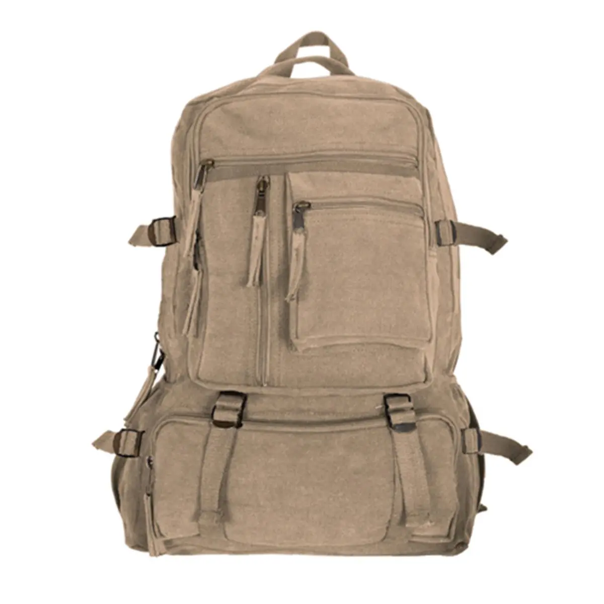 Fox Outdoor Vintage Cantabrian Canvas Rucksack, Large Retro Hiking Backpack with Multiple Zipper Compartments (No Leather Trim), Hiking / Light Outdoor, Multiple Pockets, Unisex, Hiking Backpacks, Outdoor Utility Backpacks