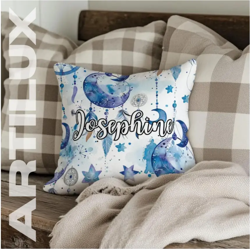 Personalized Name Throw Pillow, Customize with Names Housewarming Gift, Custom Cushion, Celestial Themed Pillow Gift for Him