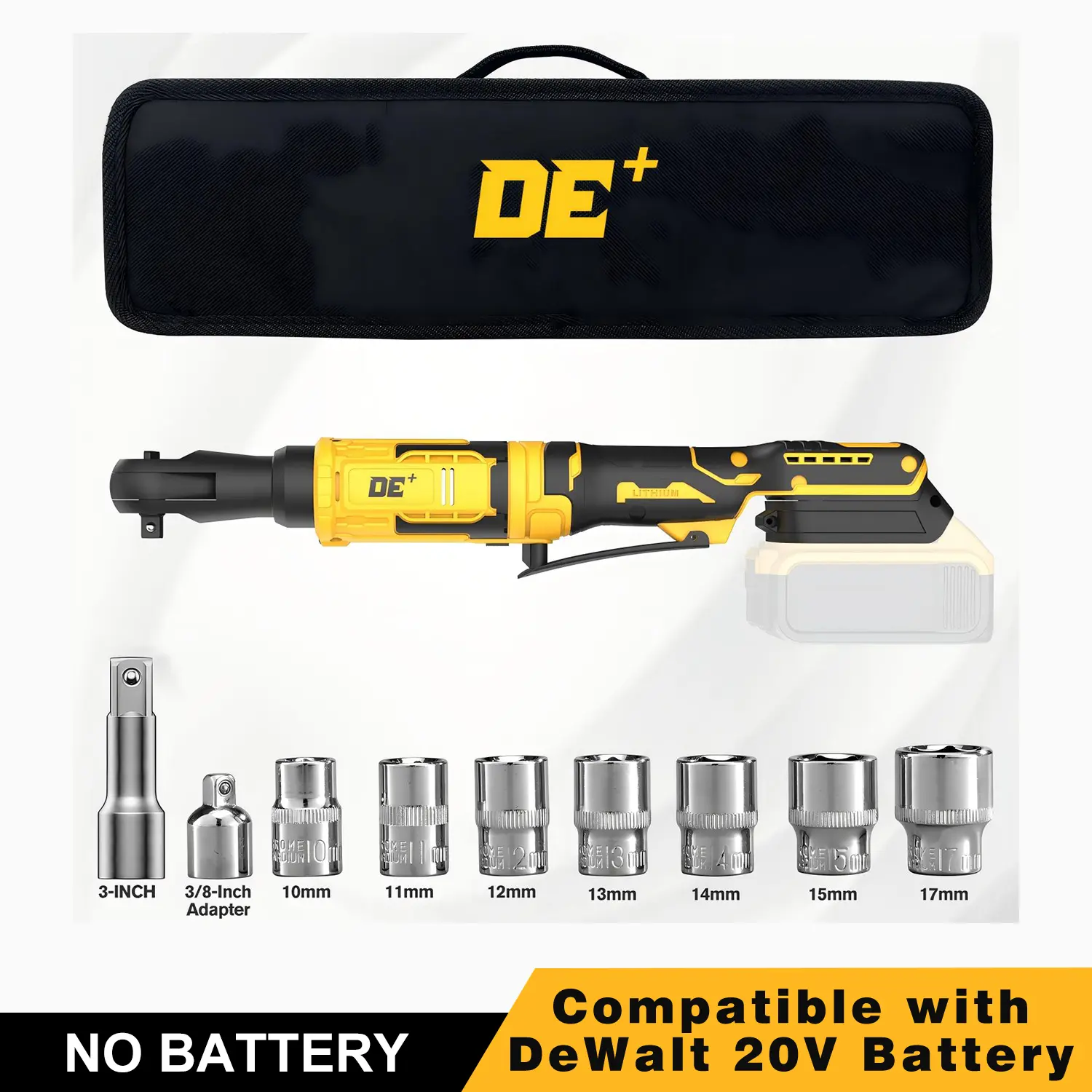 Cordless Electric Impact Wrench & Ratchet Kit for Dewalt 20V Max Battery, 3/8" Drive High Torque, Perfect for Auto Repair & DIY Car Tire Change, Lug Nuts, Tool Only