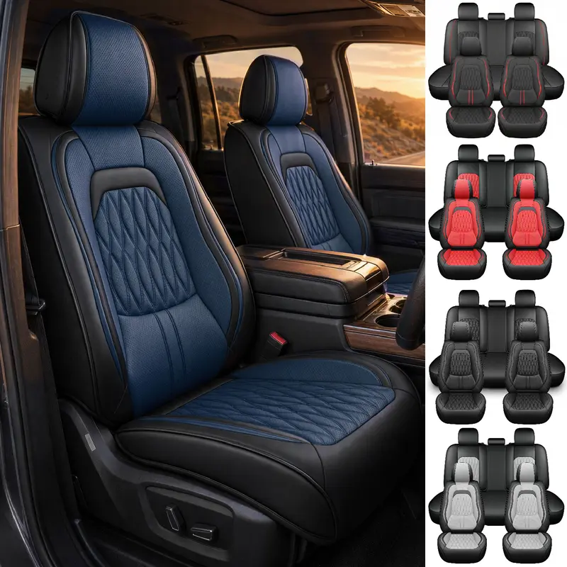 Custom Fit For 2008-2023 2024 2025 2026 Dodge RAM 1500 Crew Cab& Quad Cab Truck, Pickup Seat Covers for Dodge Ram 5-Seats Full Set, Waterproof Truck Car Seat Cover Protectors (Not Fit For Curved seats)