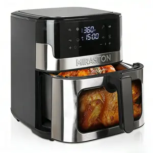 MIRASTON 8.5QT Large Capacity Digital Touchscreen Air Fryer with Visible Cooking Window, Stainless Steel,  Nonstick Basket, Dishwasher-Safe, 1500W, Holiday Haul