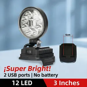 LED Work Light Compatible with Makita 18-21v Battery, 60w 5000lm 8 Inch Floodlight, Portable with 2 USB Charging Ports, Low Voltage Protection