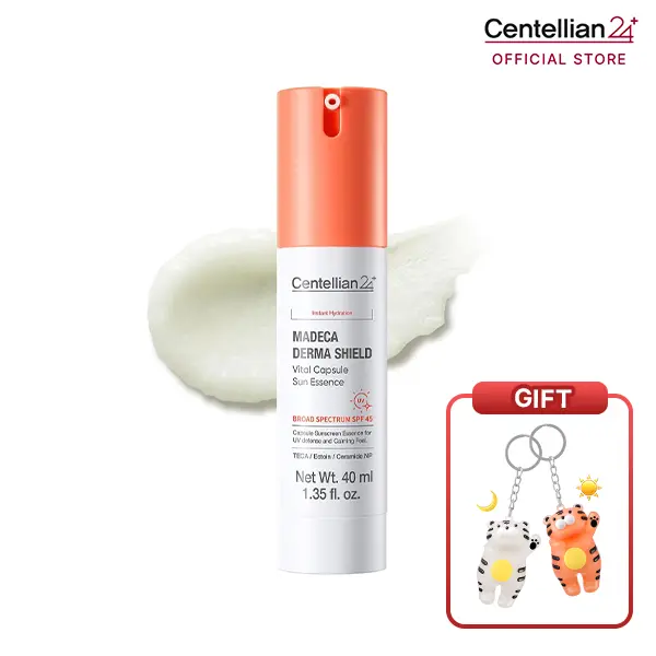 [NEW] [Centellian24] Madeca Derma Shield Vital Capsule Sun Essence (OTC) 40ml | Moisture-Cream Watery Formula | Hydration, Elasticity & UV Protection with Cica & Radiance Boost | Korean Skincare Moisturizing Hydrate