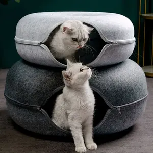 Donut Cat Bed Interactive Tunnel Pet Felt Indoor Toys Cats House Kitten Training Toy Cat Kennel Pets Supplies Does not apply