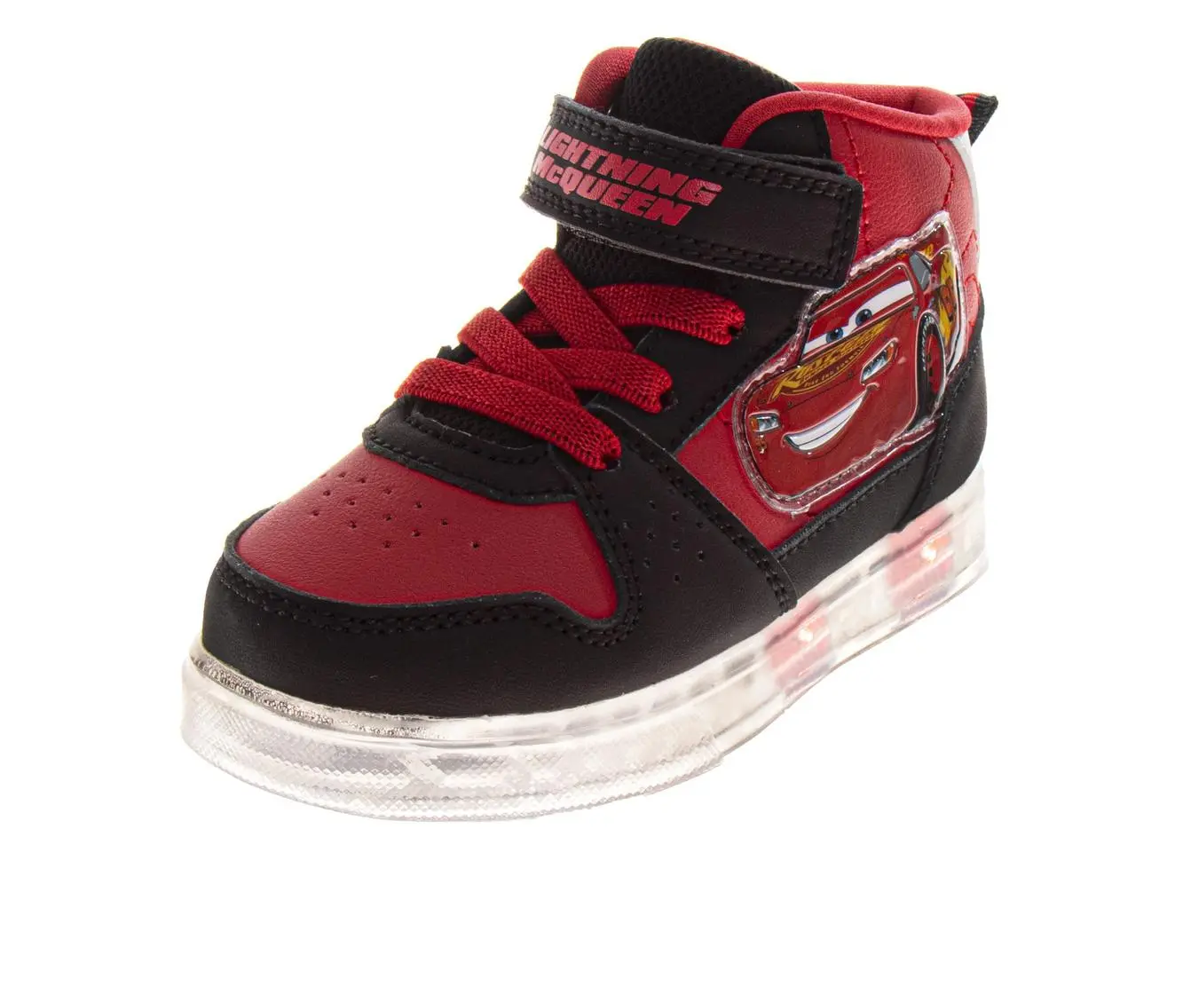Cars Lightning McQueen High Top Sneakers Boys Race Car Design LaceUp/Velcro Athletic Ankle Support (Toddler / Little Kid)