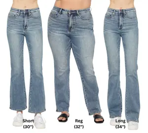 Judy Blue Tummy Control High Waist Bootcut Jeans - 3 inseams Short, Regular 88783 Stretchy Cotton Comfort Denim Womenswear Bottoms women