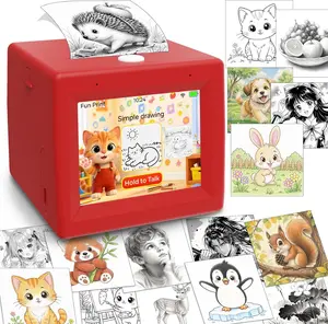 AI Voice Smart Mini Printer (Supports 2.4GHz Wi-Fi Only), Portable Wireless Thermal Inkless Sticker Maker for Kids Learning, DIY Crafts, Voice-Controlled Educational Device