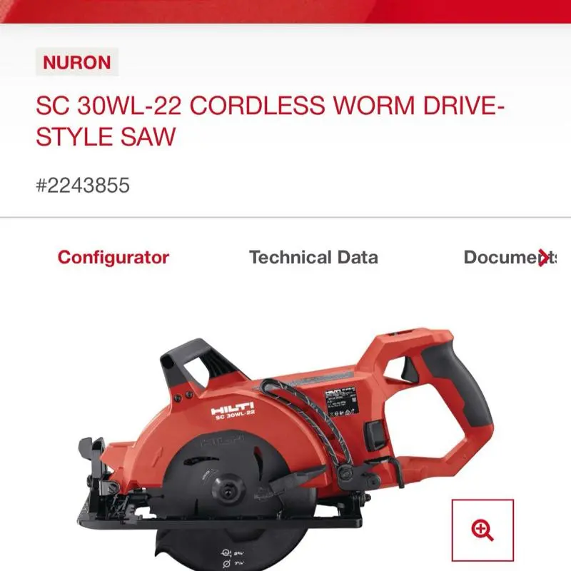 SC 30WL-22 Cordless Worm Drive Style Saw (Tool Only) Battery Powered Cutting