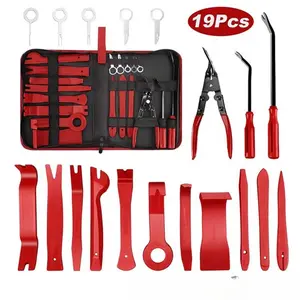 19PCS Auto Interior Disassembly Tool Trim Pry Removal Tool Car Removal Tool Kit Door Panel Radio Stereo Audio Dash Terminal Repair Kit metal scraper