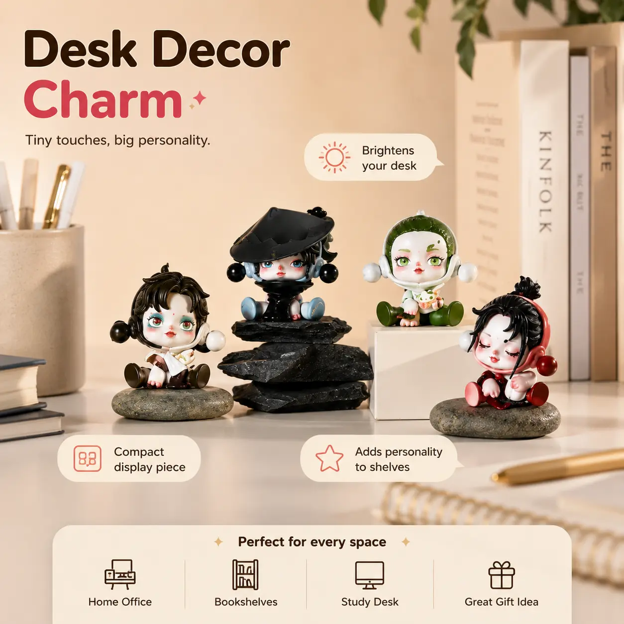 SKULLPANDA The Ink Plum Blossom Series Sealed Blind Box Single Mini Figurine - Premium Authentic Figurine Collectibles Sealed Figure, Gift for Entertainment Enthusiasts, Collectible Figures, Character Figurine