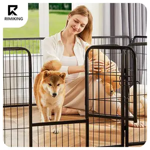 RIMIKING Dog Playpen for Pets,Adjustable,Foldable Portable Dog Playpen for Easy Storage,Easy Assemble Dog Fence with Anti-Slip Design,Multiple Configurations, DOGF