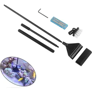 Algae Scraper Cleaner Brush with 10 Stainless Steel Blades for Fish Reef Plant Glass Tank 26 Inch