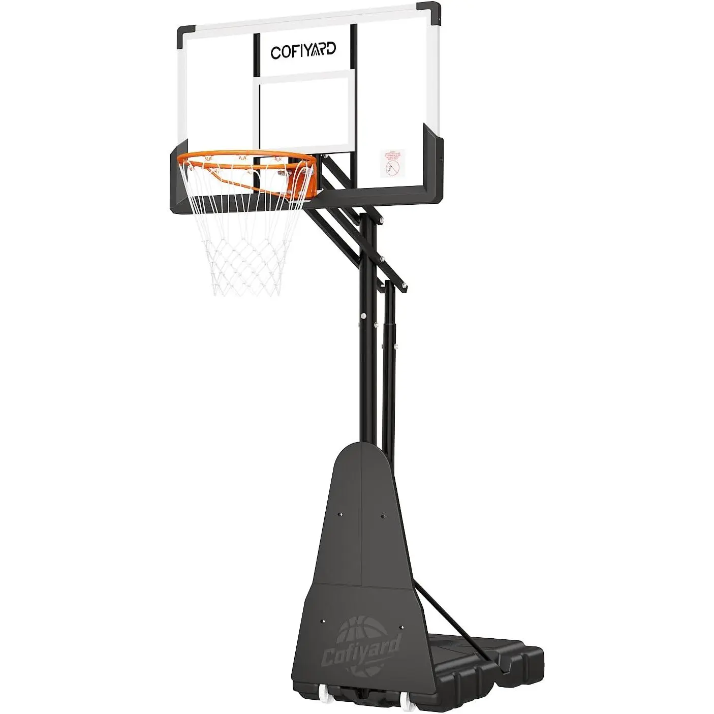 Cofiyard outdoor upright rebounding basketball hoop, 44" Shatterproof Backboard, Adjustable Height 5.25-10 FT, Outdoor Basketball System with Wheels & Sandbags for Kids & Adults